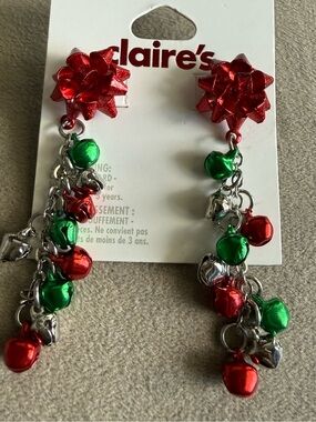 Claire's Red, Green & Silver Festive Dangle Earrings